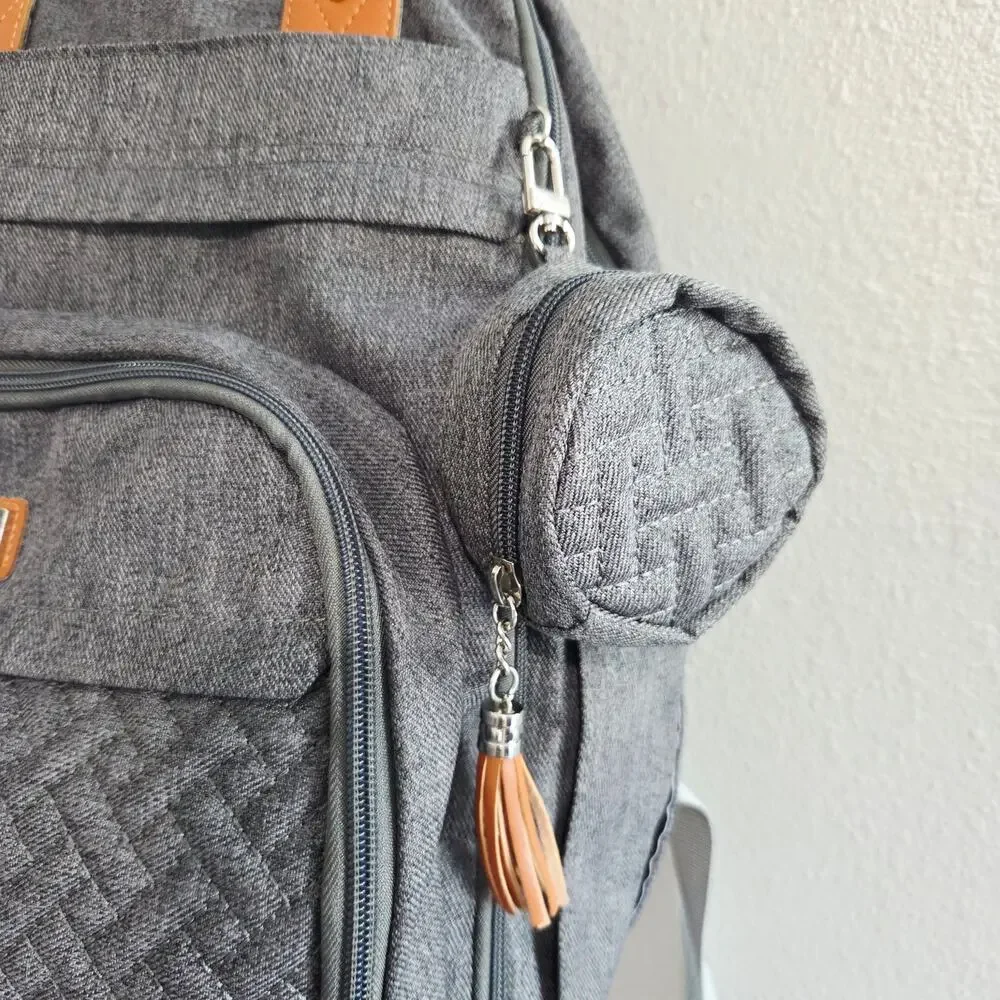 BabbleRoo Gray Baby Diaper Bag Backpack Unisex
